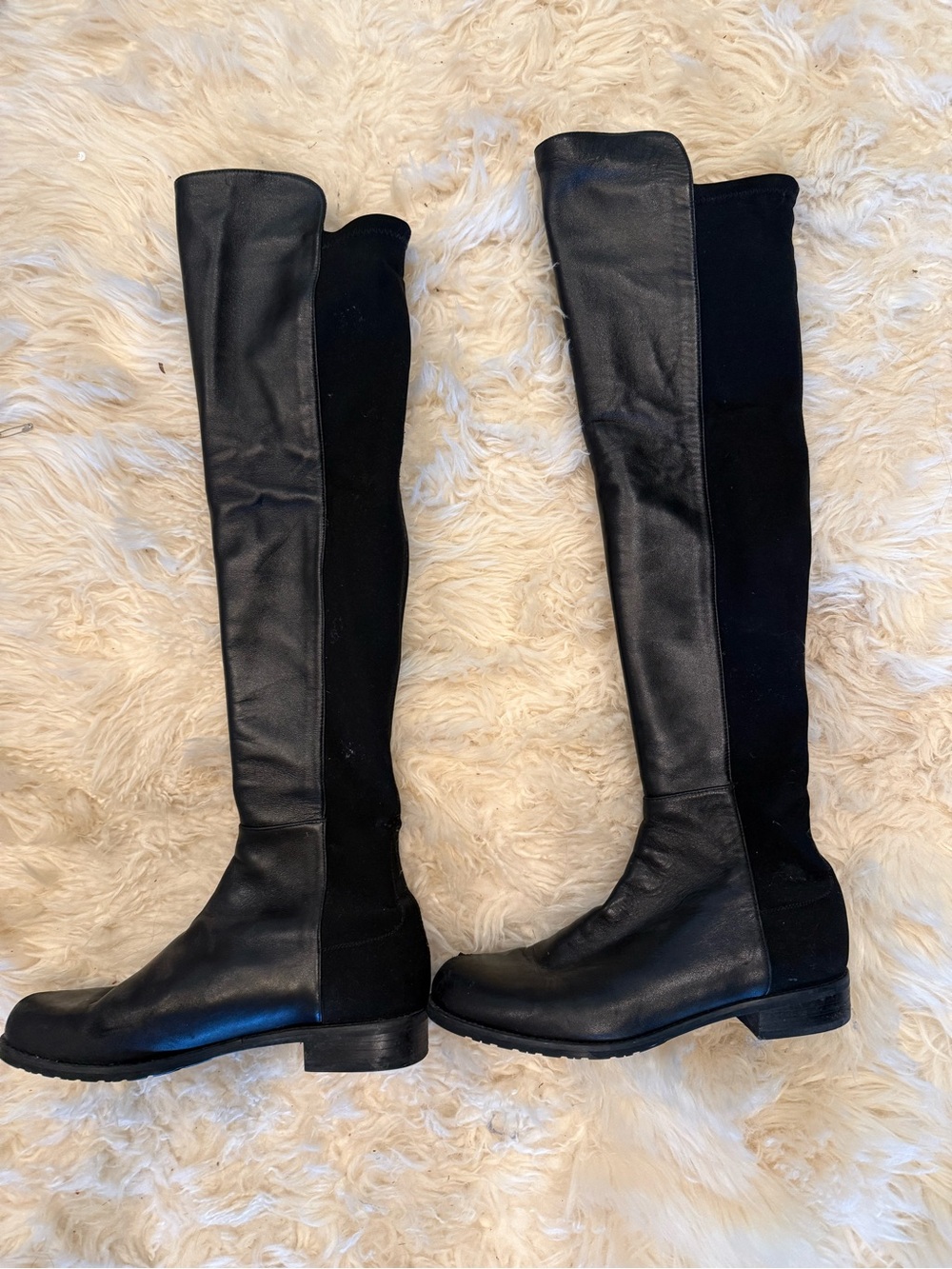 Stuart Weitzman Over-the-Knee Black Leather Riding Boots - Size 8.5
